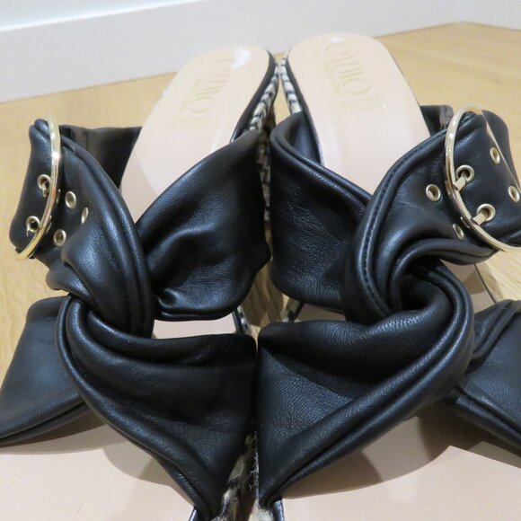 GAIMO Karoo Black Leather Cross Over Slip On Jute Platform Clog Sandals 10.5 - Picture 9 of 16